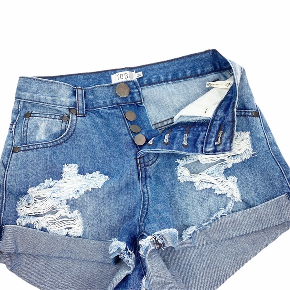 Tobi High Rise Jean Shorts Distressed Size 24 - Picture 2 of 7